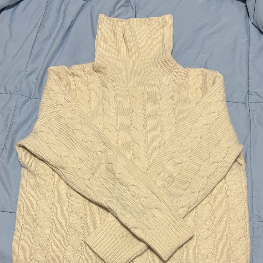 Polo Ralph Lauren Cream Cable Knit Turtleneck Sweater